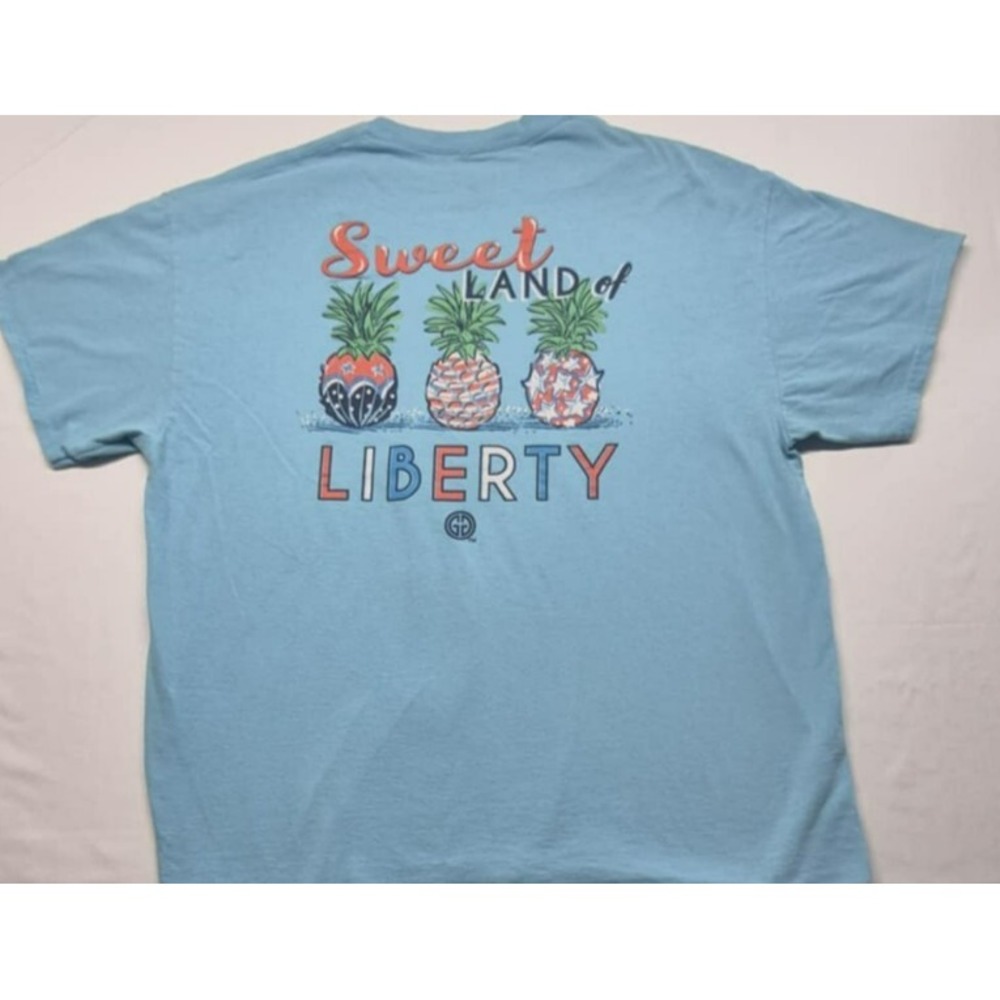 Girlie Girl women's blue pineapple Sweet Land of Liberty graphic‎ t-shirt sz.XL
